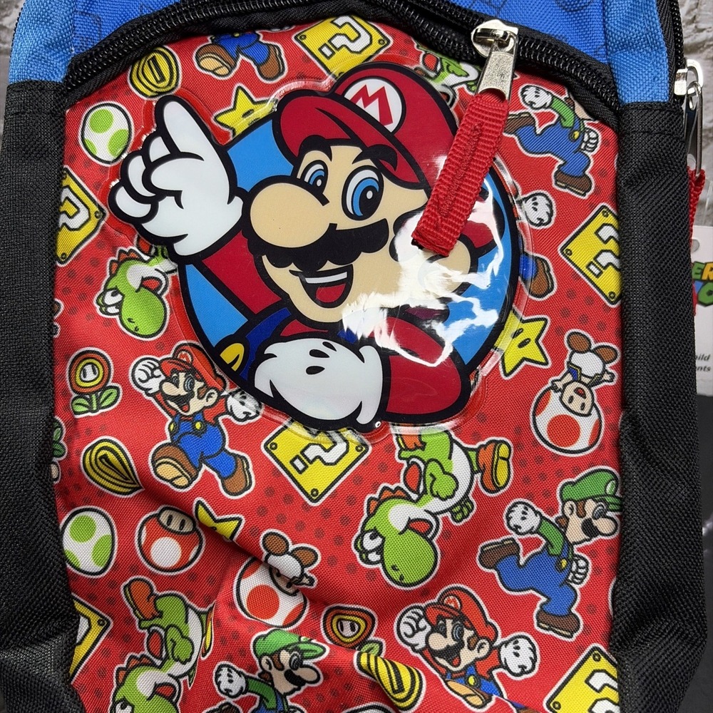 Nintendo Super Mario Sling Gaming Bag Bioworld‎ Kids Crossbody Backpack Red Blue - Picture 2 of 9
